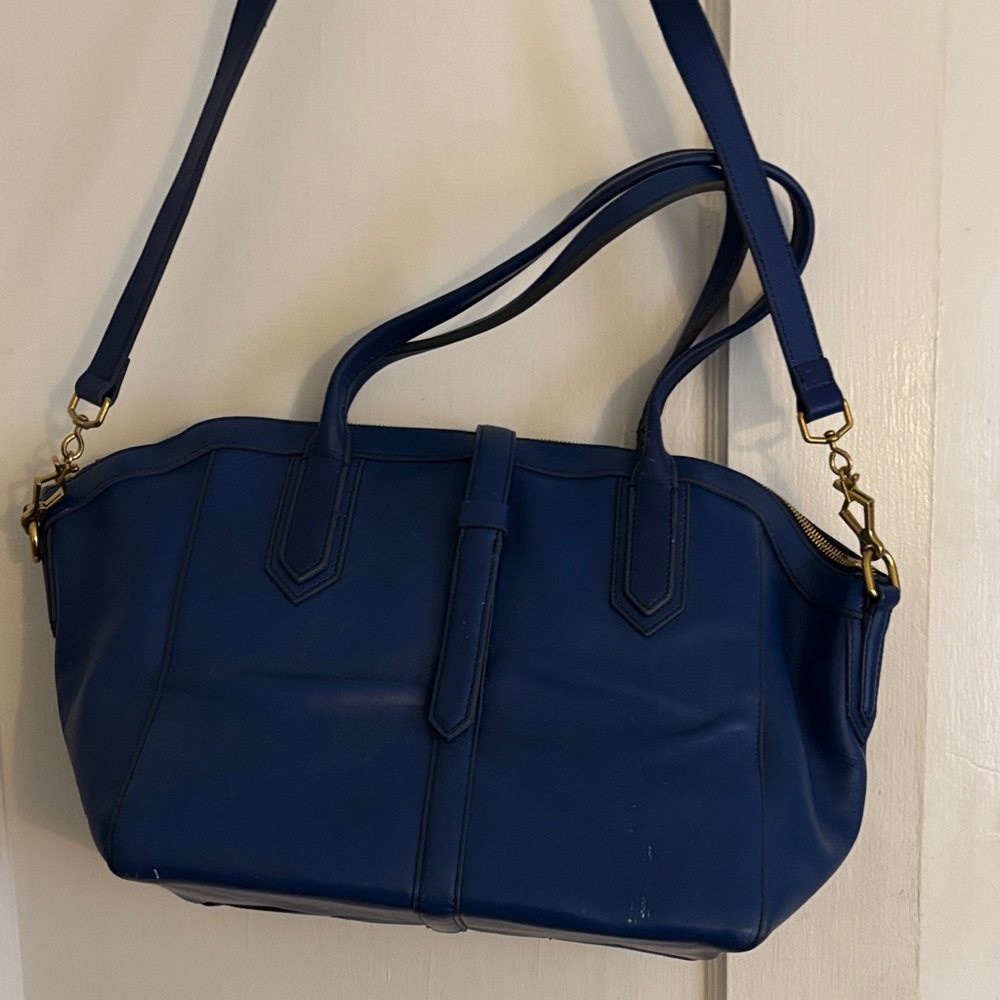 J.Crew Women's royal blue Leather Shoulder Bag - Classic Tote Style